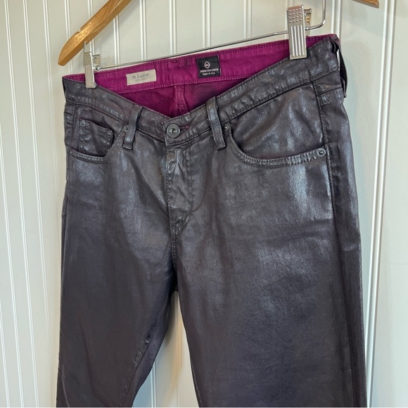 Adriano Goldschmied faux leather iridescent, blackish brown pants size 30 skinny - Picture 4 of 11